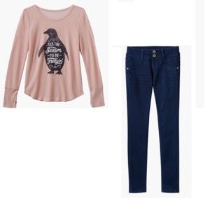 Mudd Penguin Top and Jeggings Outfit size 16